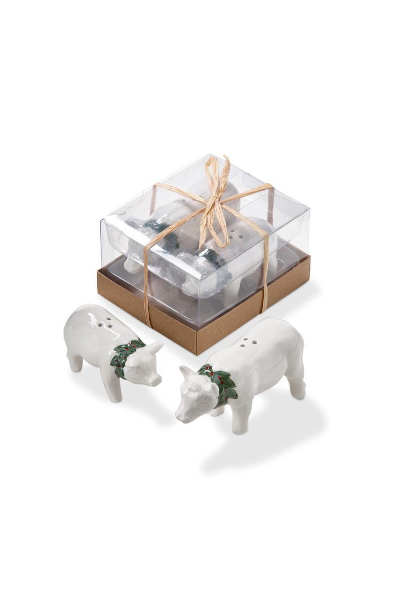 tag Farmhouse Christmas Cow Pig Salt Pepper Shaker Set of 2, Main, color, Multicolored