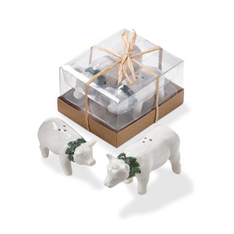 Farmhouse Christmas Cow Pig Salt Pepper Shaker Set of 2