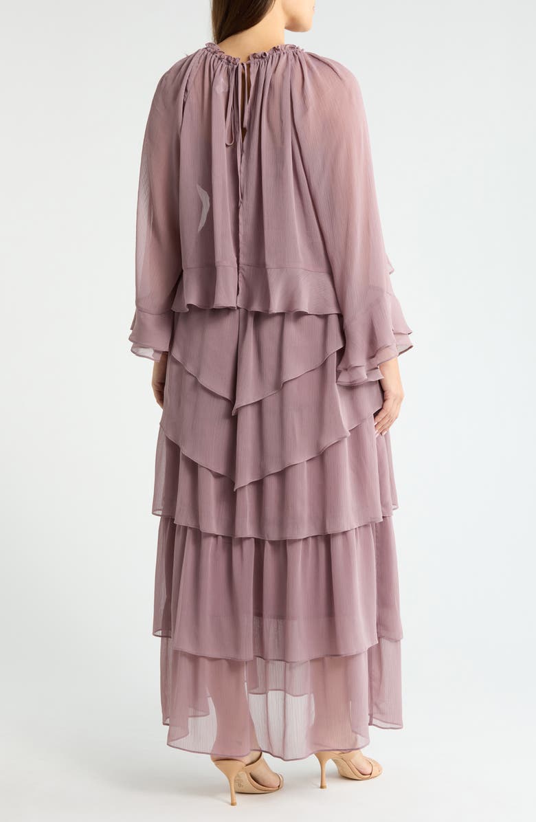 Chelsea28 Tiered Ruffle Chiffon Cape Dress, Alternate, color, Mauve
