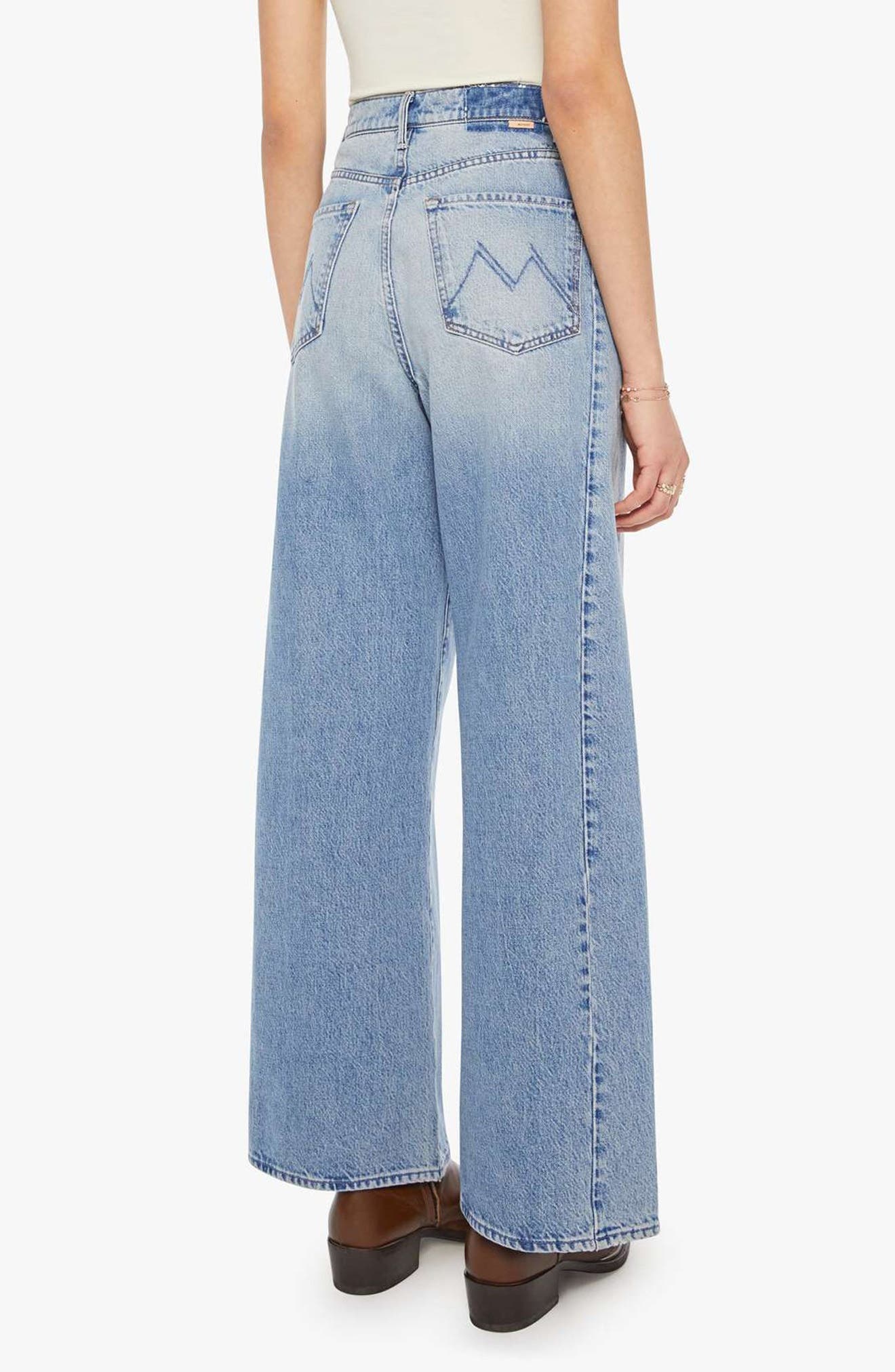 MOTHER Pipe Dream Button Sneak High Waist Wide Leg Jeans (Women ...