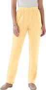 Roaman's Plus Size Soft Knit Relaxed Pull-On Straight Leg Pant