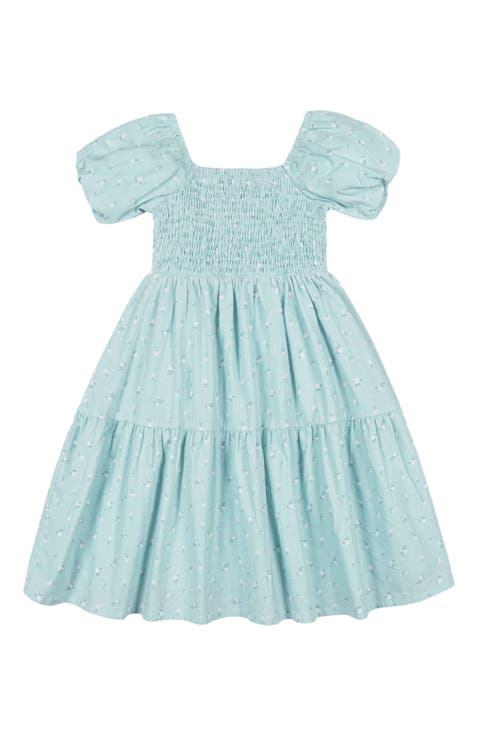 Girls' Smocked Bubble Sleeve Dress, Toddler