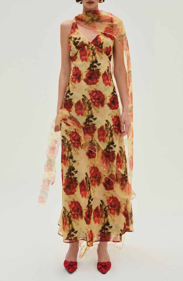 For Love & Lemons Floral Print Maxi Dress, Main, color, Yellow