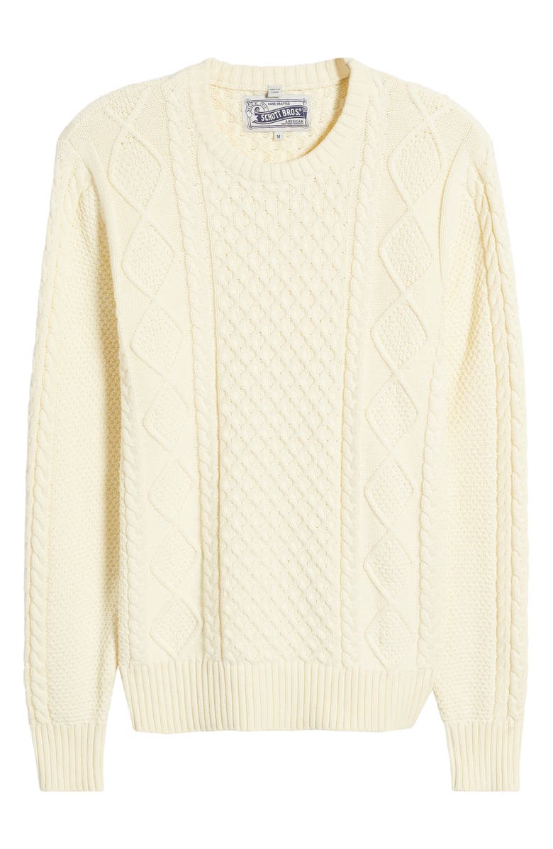 Schott NYC Cable Stitch Crewneck Sweater, Alternate, color,