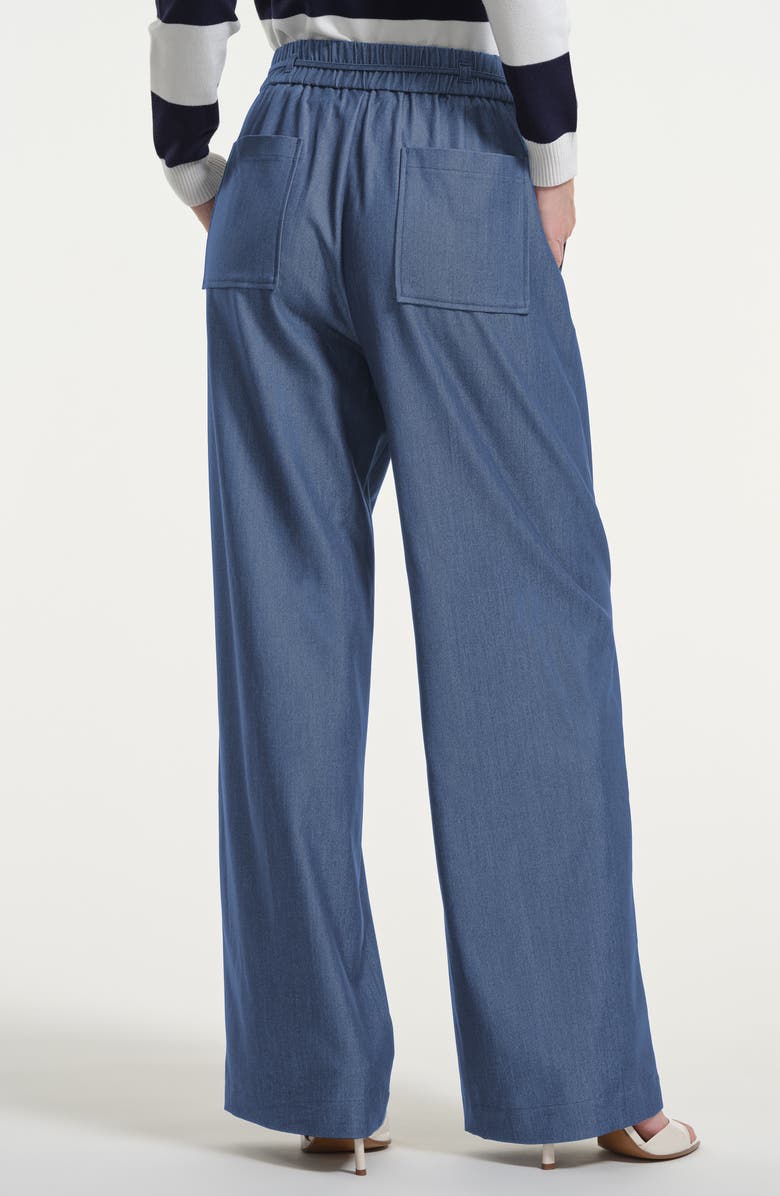 Isaac Mizrahi New York Cotton Chambray Pull-On Pants, Alternate, color, Denim
