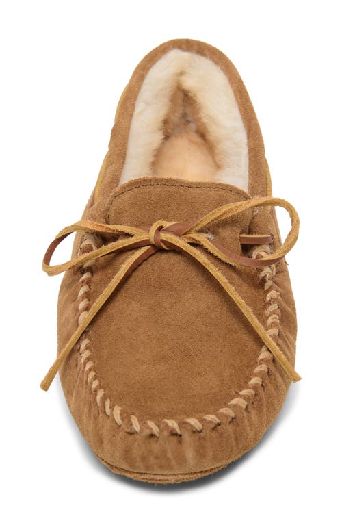 Minnetonka Genuine Sheepskin Lined Soft Sole Slipper In Brown