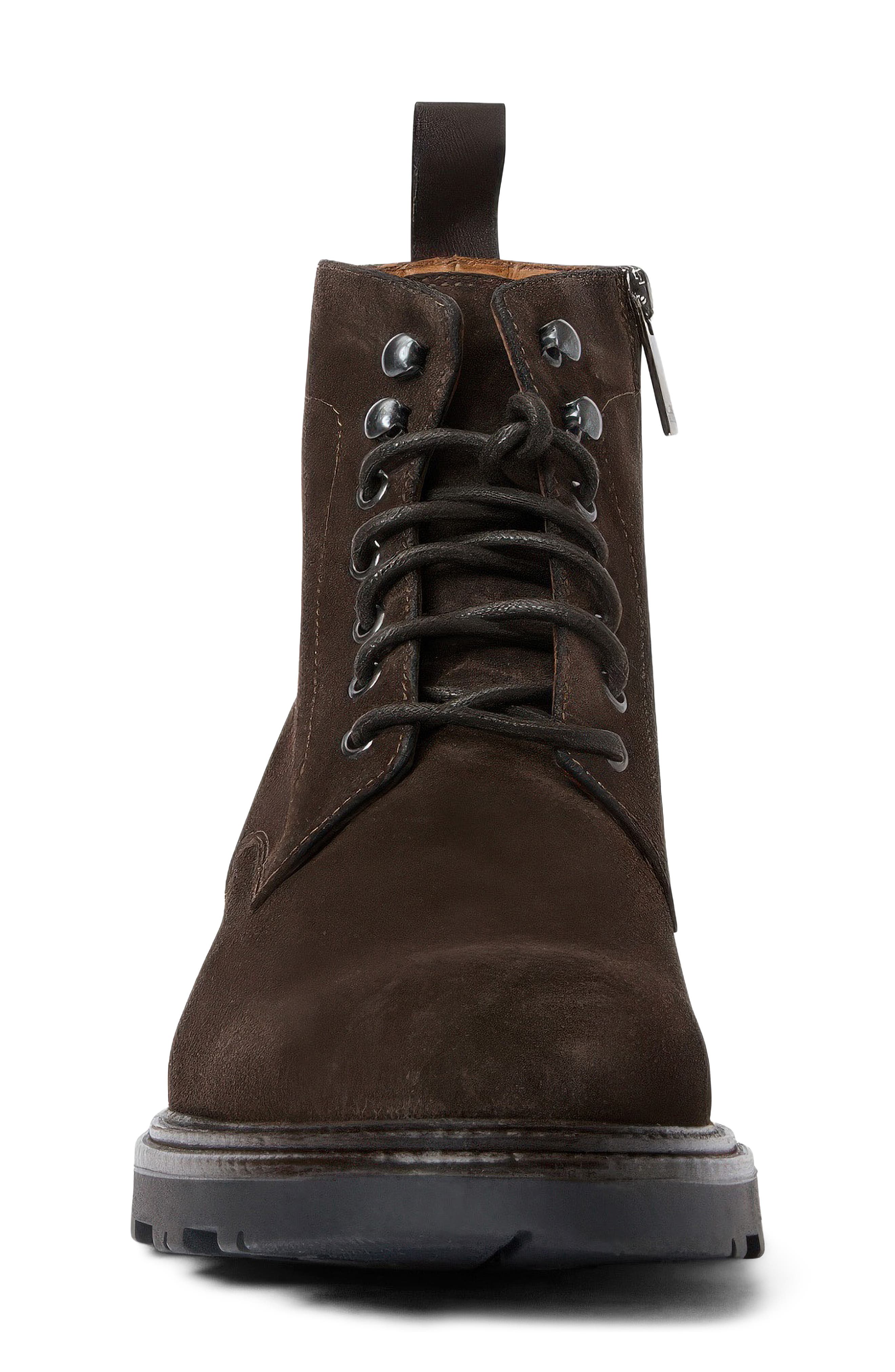 Agostino Weatherproof Combat Boot, Alternate, color, DARK BROWN SUEDE
