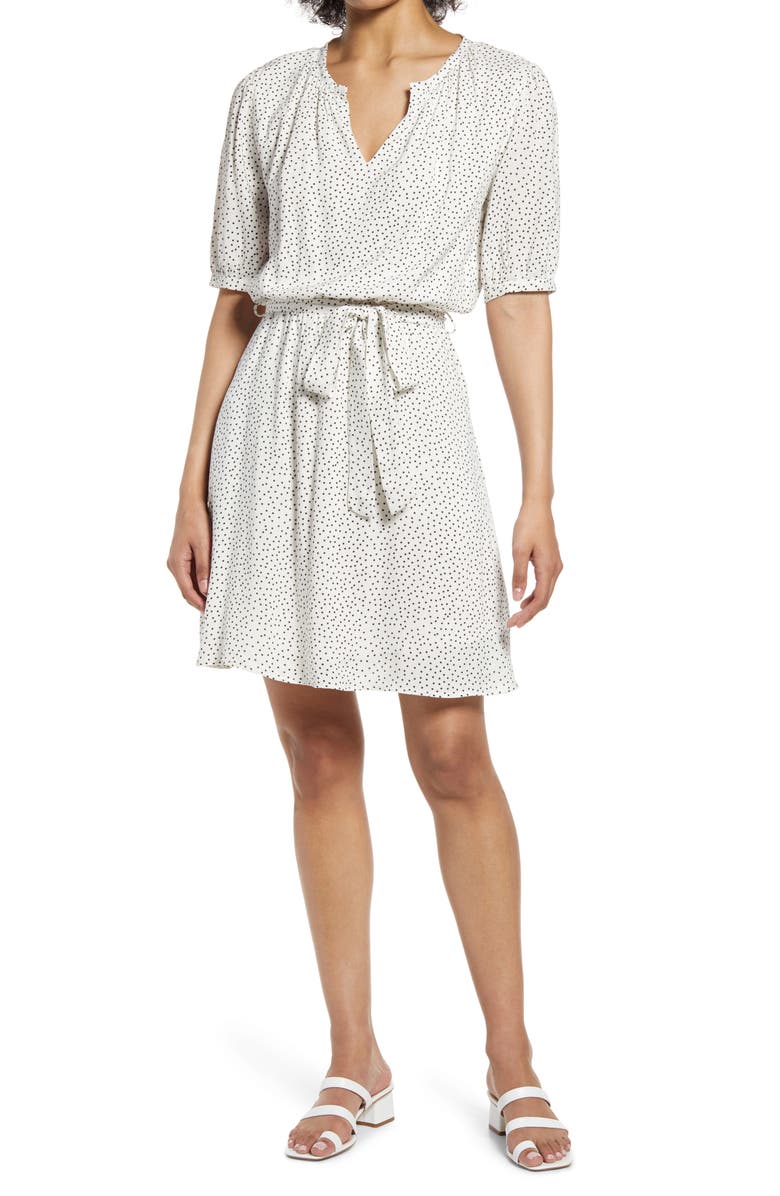 Fraiche by J Lana Microdot Blouson Woven Dress, Main, color, 