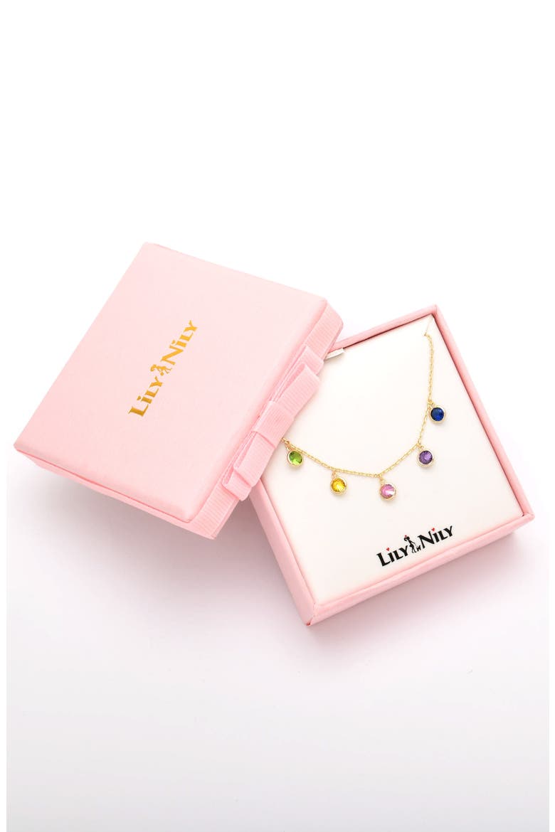 Kids' Cubic Zirconia Charm Necklace, Alternate, color, PINK MULTI