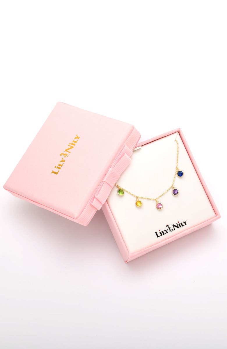 Lily Nily Kids' Cubic Zirconia Charm Necklace, Alternate, color, Pink Multi