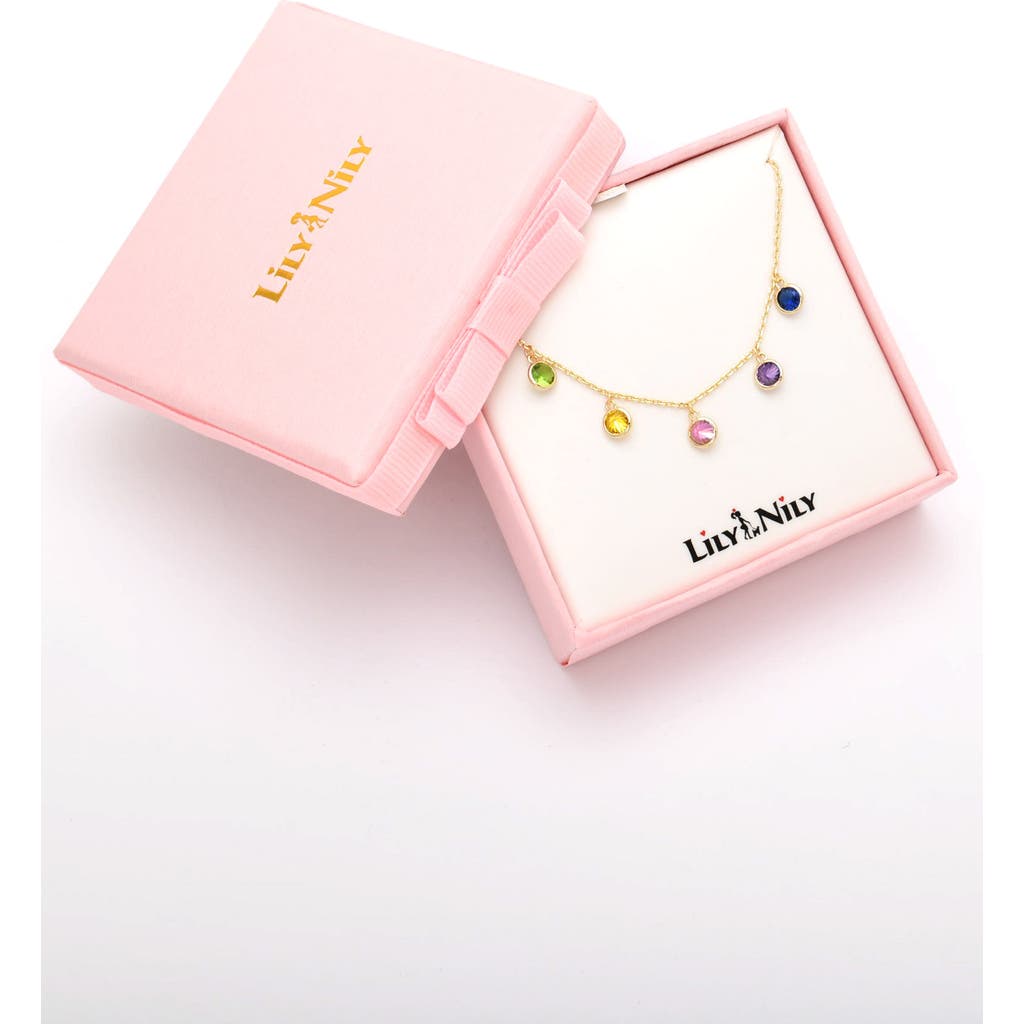 Lily Nily Kids' Cubic Zirconia Charm Necklace In Pink Multi