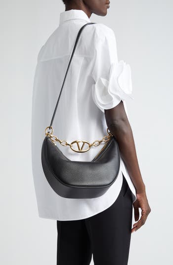 【VALENTINO】VLOGO MOON MINI HOBO BAG Valentino Garavani VLogo Moon Mini Hobo Bag in Metallic