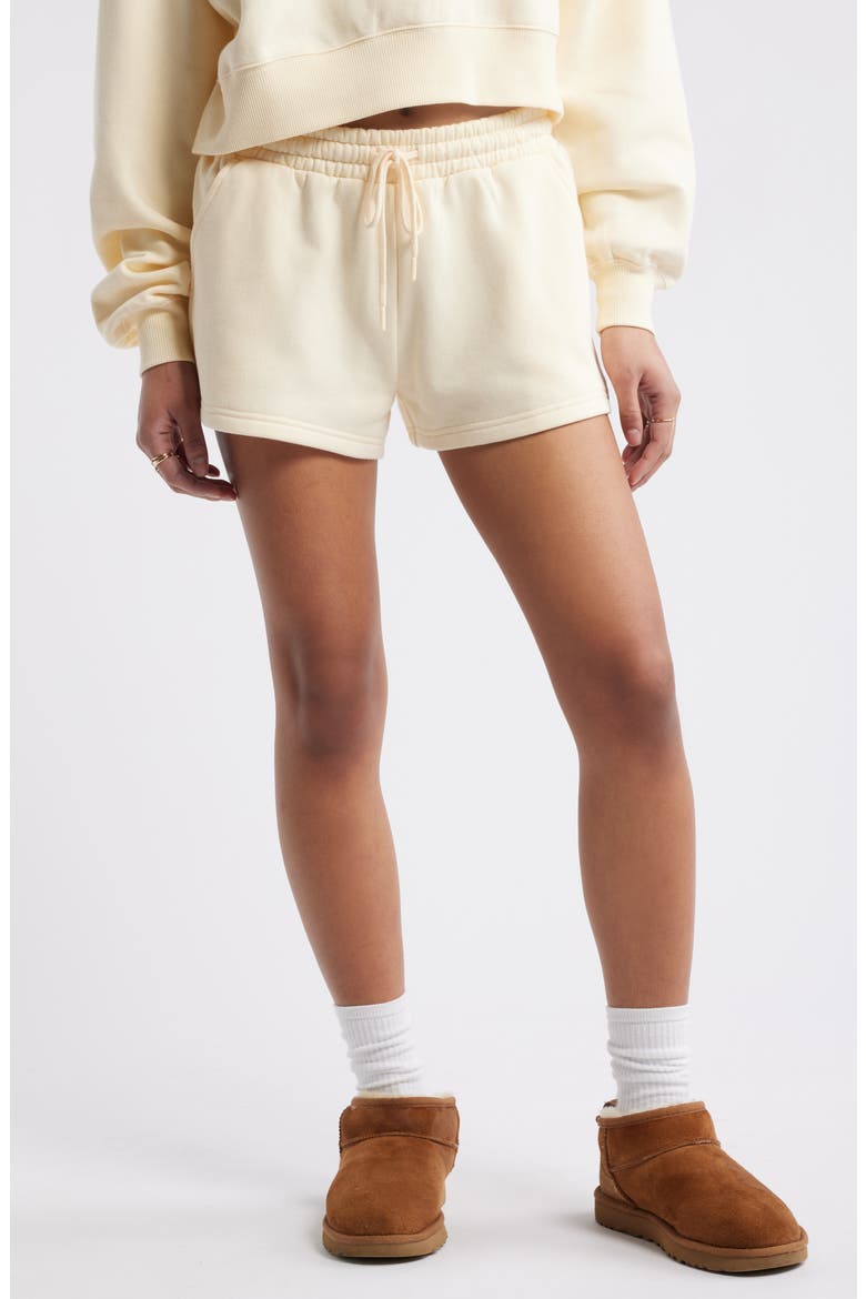 Elastic Waist Fleece Shorts, Main, color, IVORY GLEAM