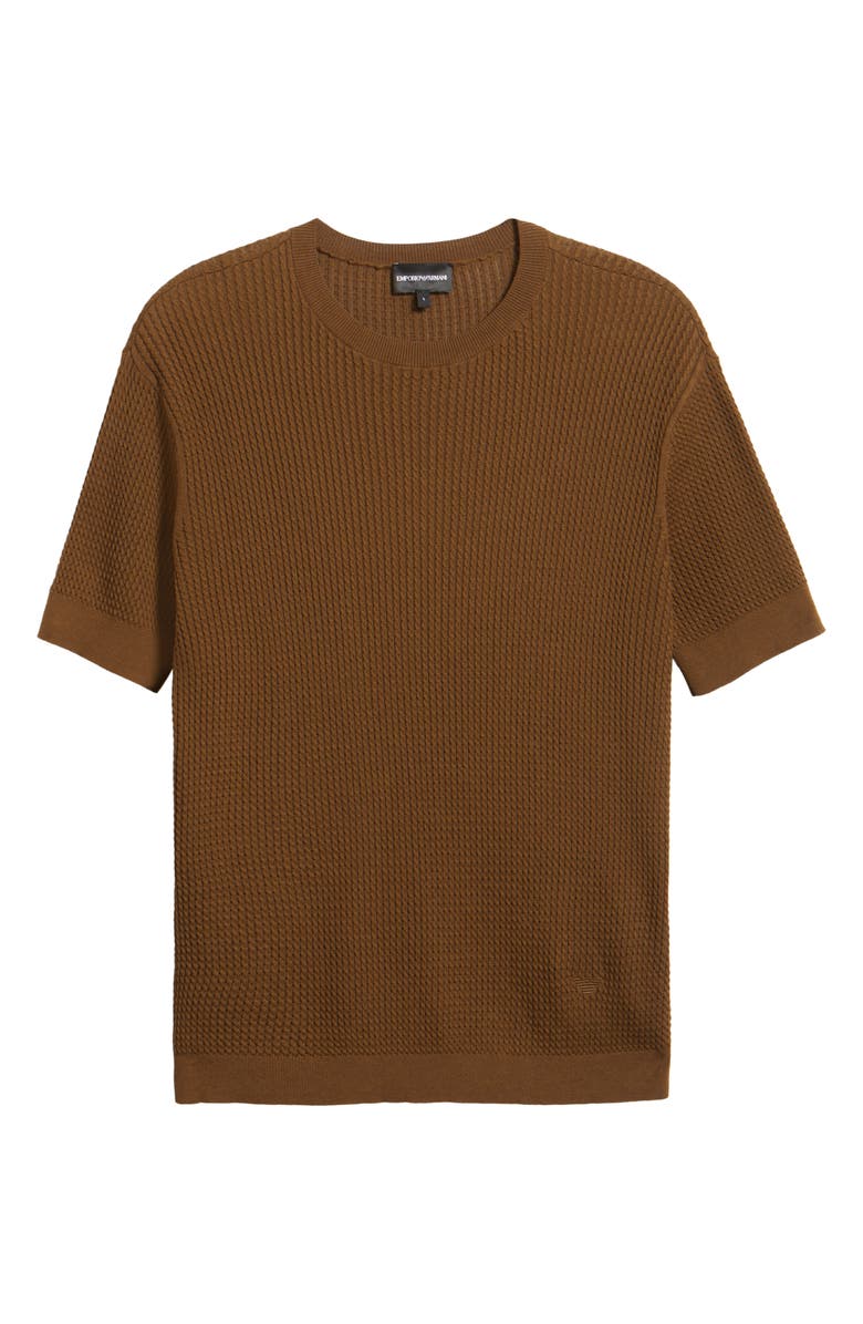 Emporio Armani Chain Link Short Sleeve Sweater, Alternate, color, Solid Medium Beige