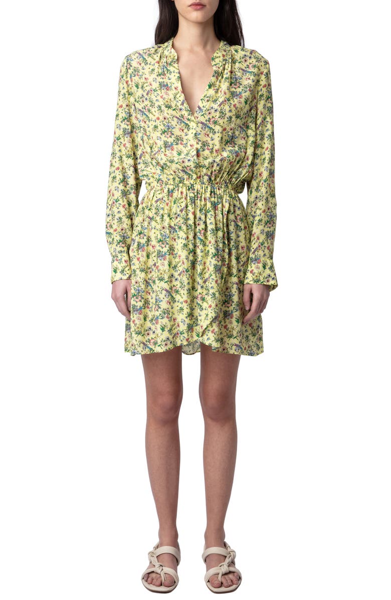 Zadig & Voltaire Rinka Floral Long Sleeve Dress, Main, color, 