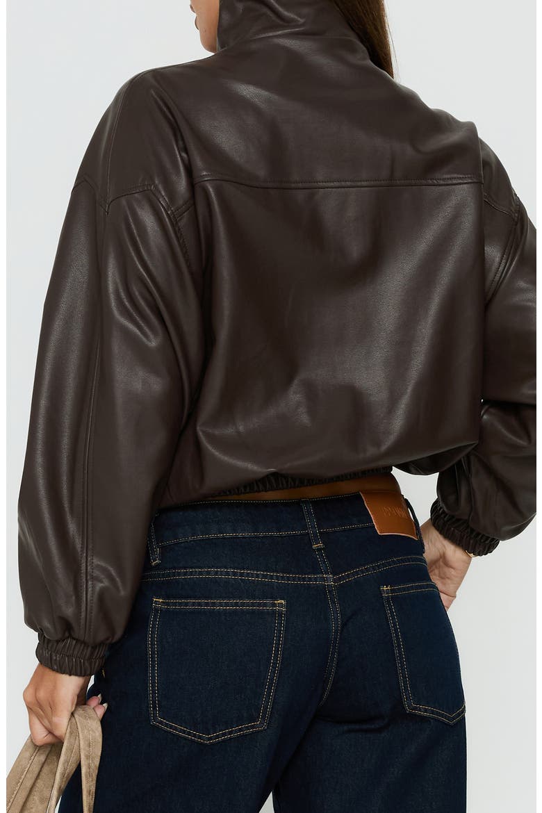 Dialtone Funnel Neck Faux Leather Jacket, Alternate, color, WASHED BROWN