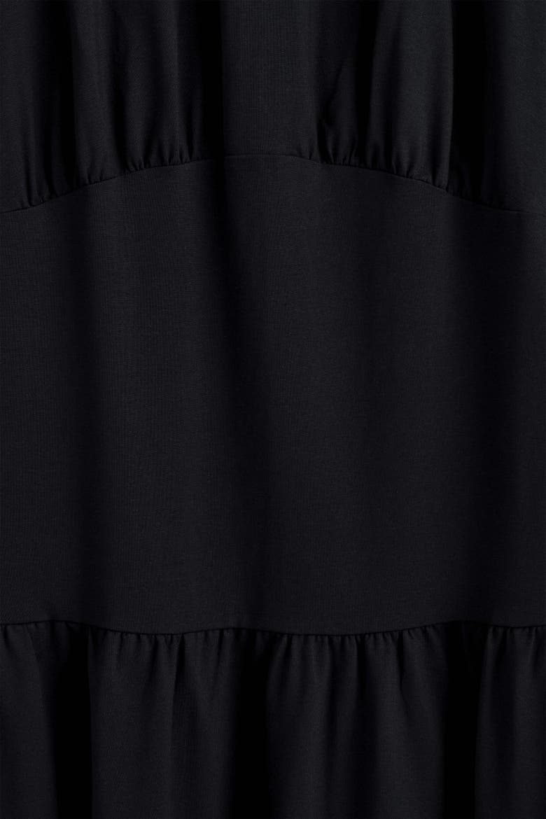 Waisted Cotton Midi Dress, Alternate, color, BLACK