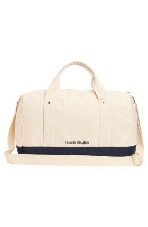 Favorite Daughter Mom Of The Year Embroidred Canvas Duffle Bag In Blue