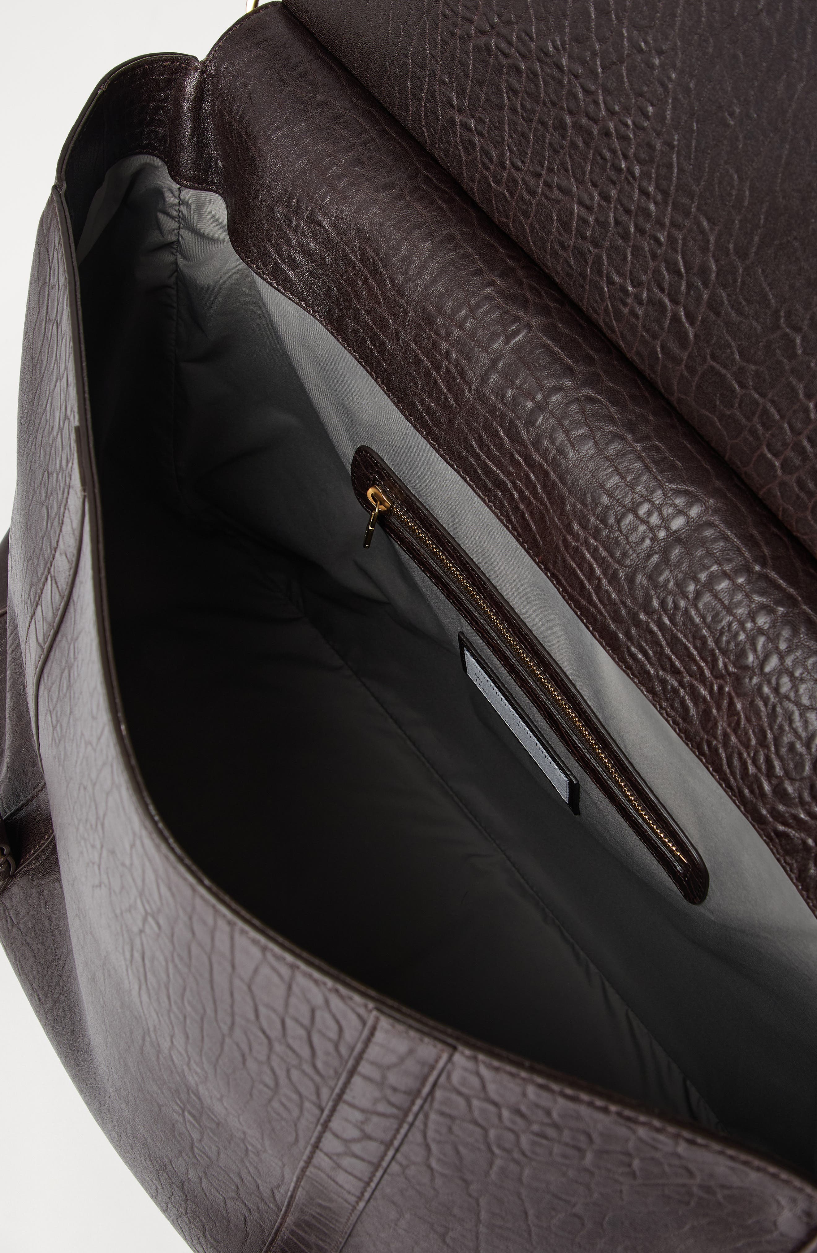 Brunello Cucinelli Textured grain leather briefcase, Alternate, color, Brown