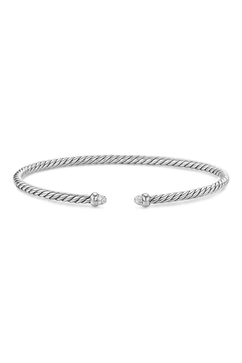Micro Cable Flex Bracelet in Sterling Silver with Diamonds, 2.6mm, Alternate, color, SILVER PAVE