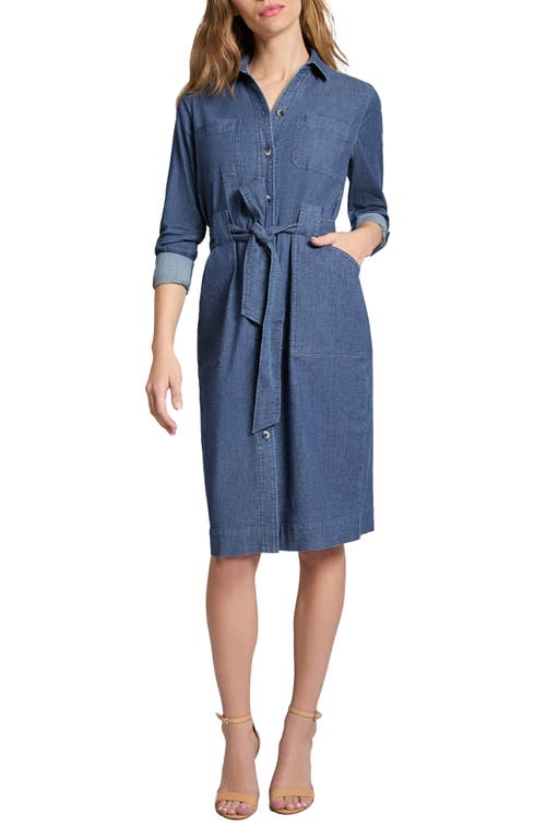 JONES NEW YORK JONES NEW YORK PATCH POCKET LONG SLEEVE DENIM SHIRTDRESS