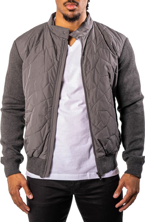 Maceoo Quilted & Knit Bomber Jacket In Grey