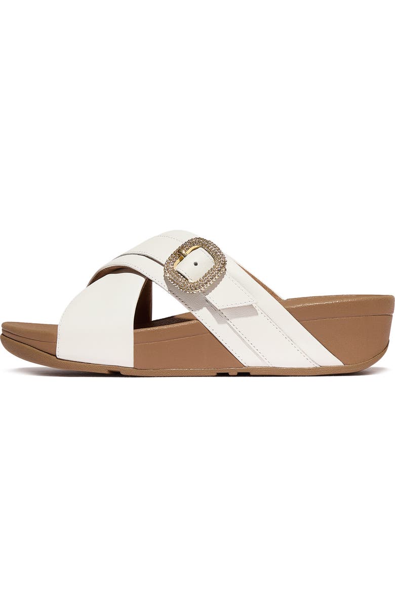 FitFlop Lulu Crystal Buckle Platform Slide Sandal, Alternate, color, Urban White
