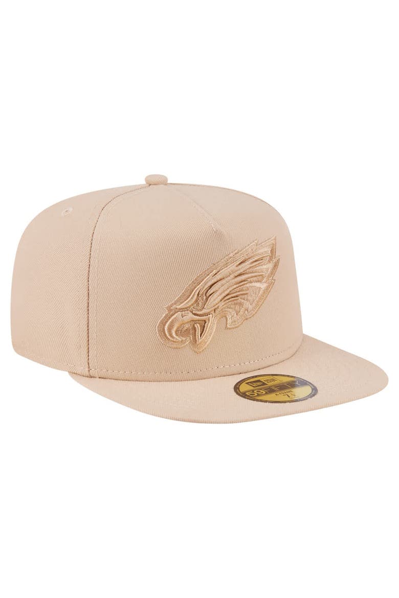 Men's New Era  Light Beige Philadelphia Eagles Color Pack A-Frame 59FIFTY Fitted Hat, Alternate, color, Light Beige