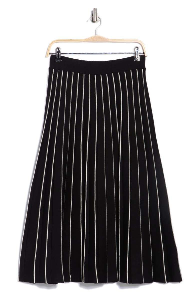 Pinstripe Sweater Skirt, Alternate, color, BLACK/ CREAM