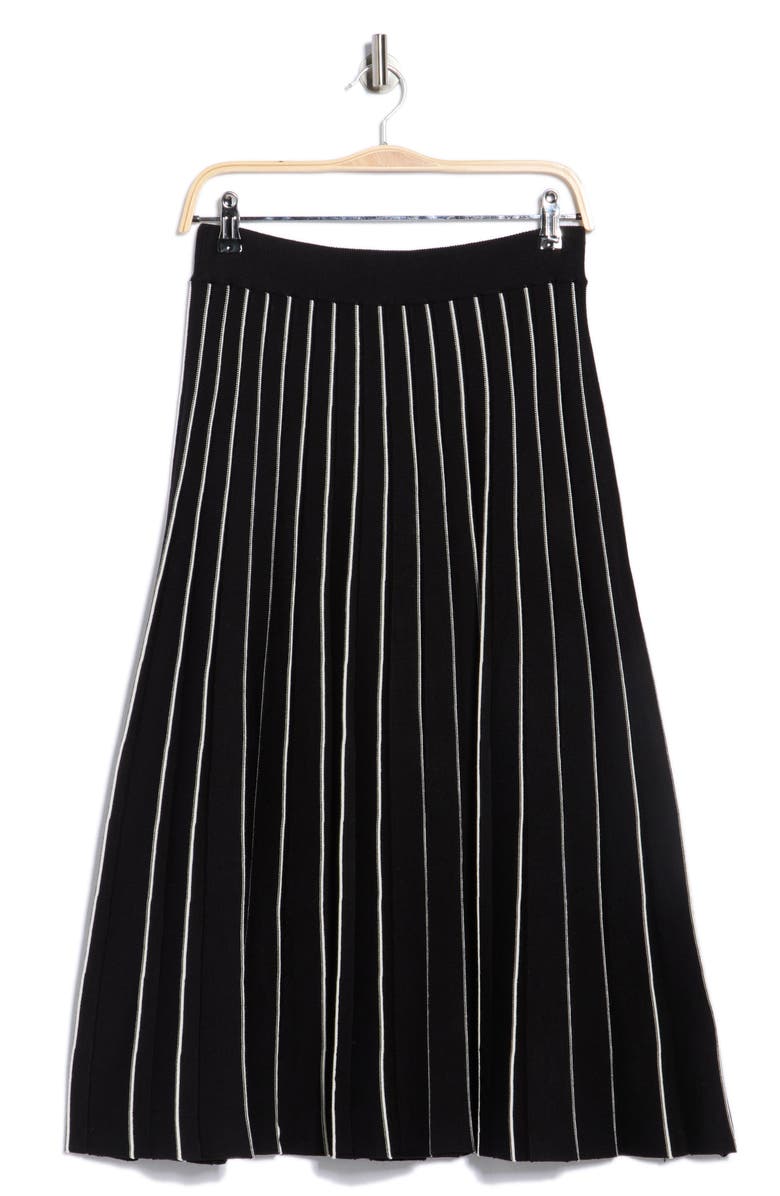 Adrianna Papell Pinstripe Sweater Skirt, Alternate, color, Black/ Cream