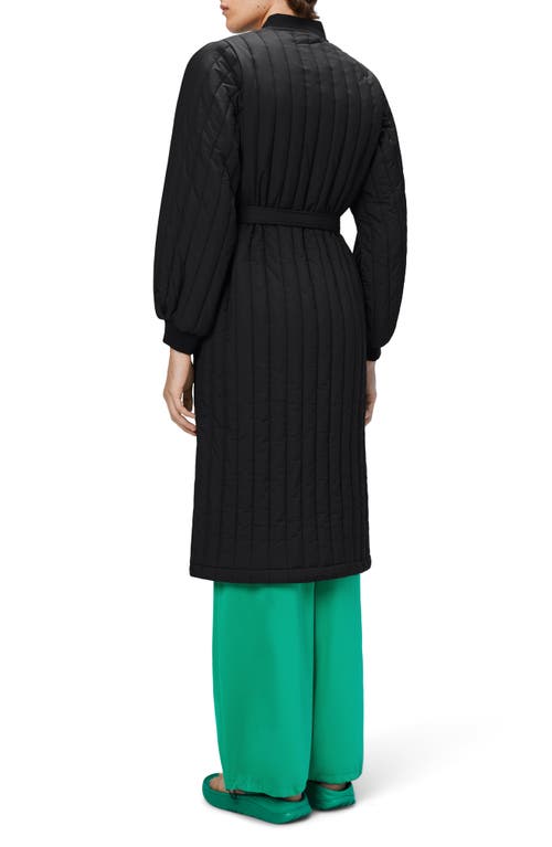 Rains Banja Belted Quilted Liner Coat In Black
