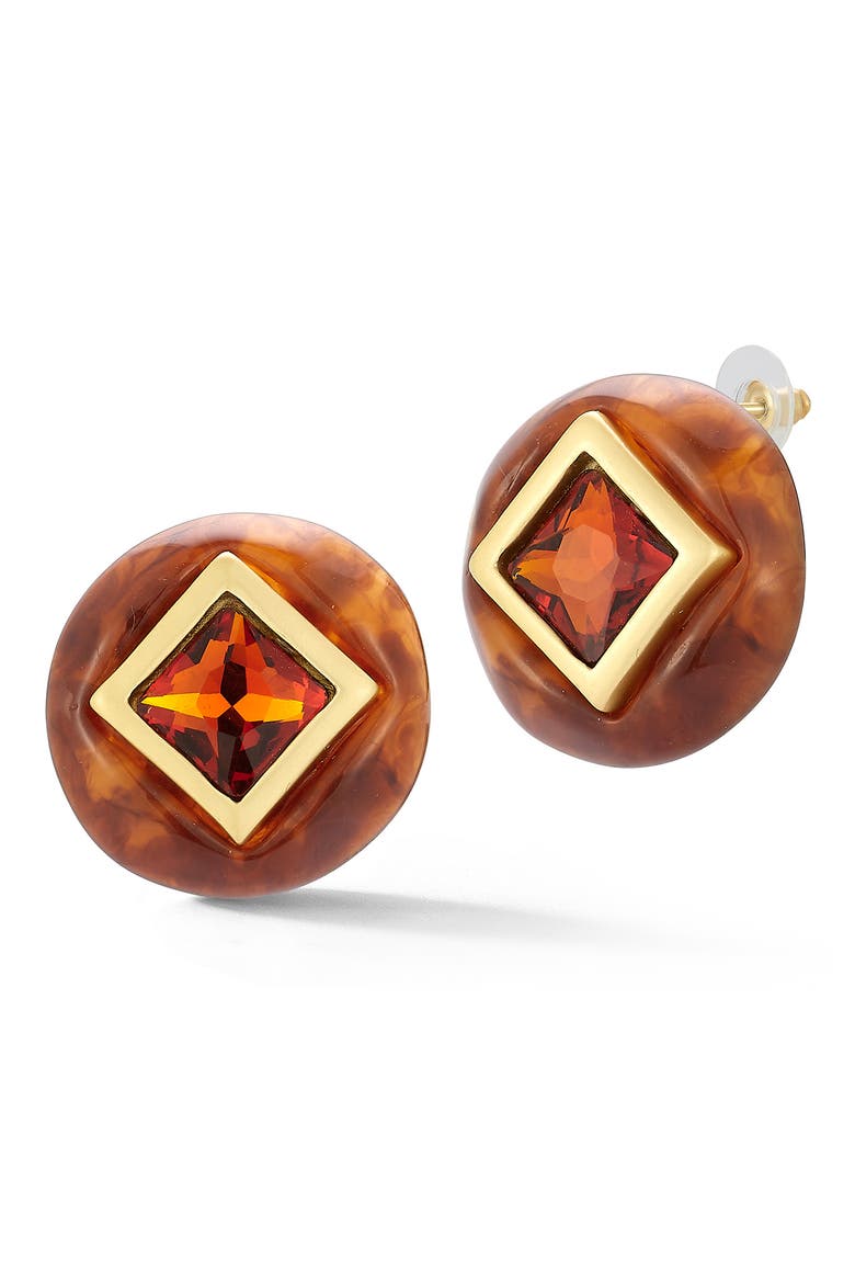 Cubic Zirconia Statement Stud Earrings, Main, color, GOLD/BROWN