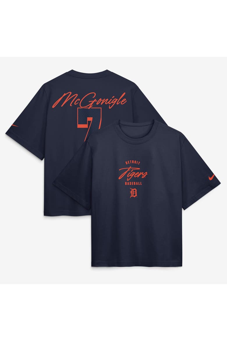 Women's Nike Kevin McGonigle Navy Detroit Tigers Premium Essentials Boxy Name & Number T-Shirt, Main, color, Navy