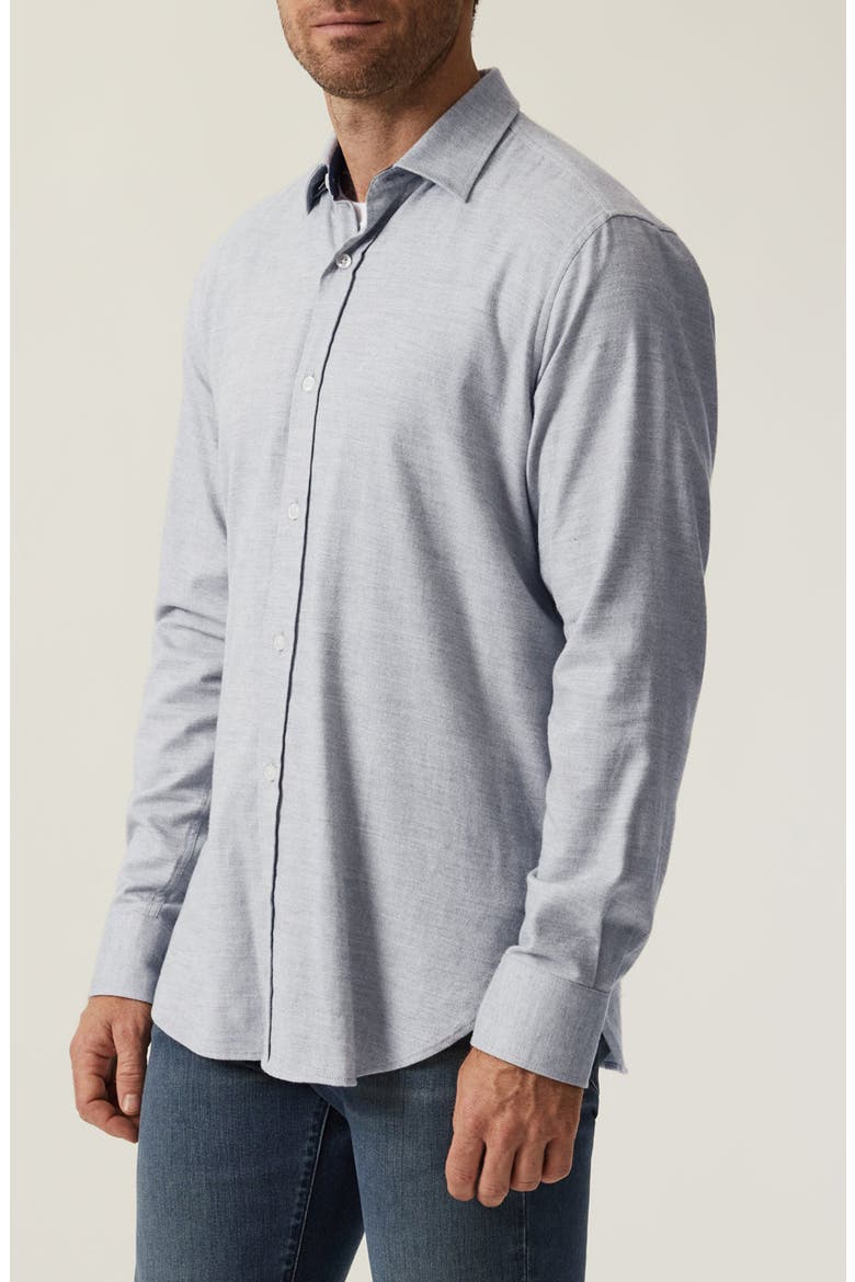 Feather Twill Button-Up Shirt, Alternate, color, GREY MELANGE