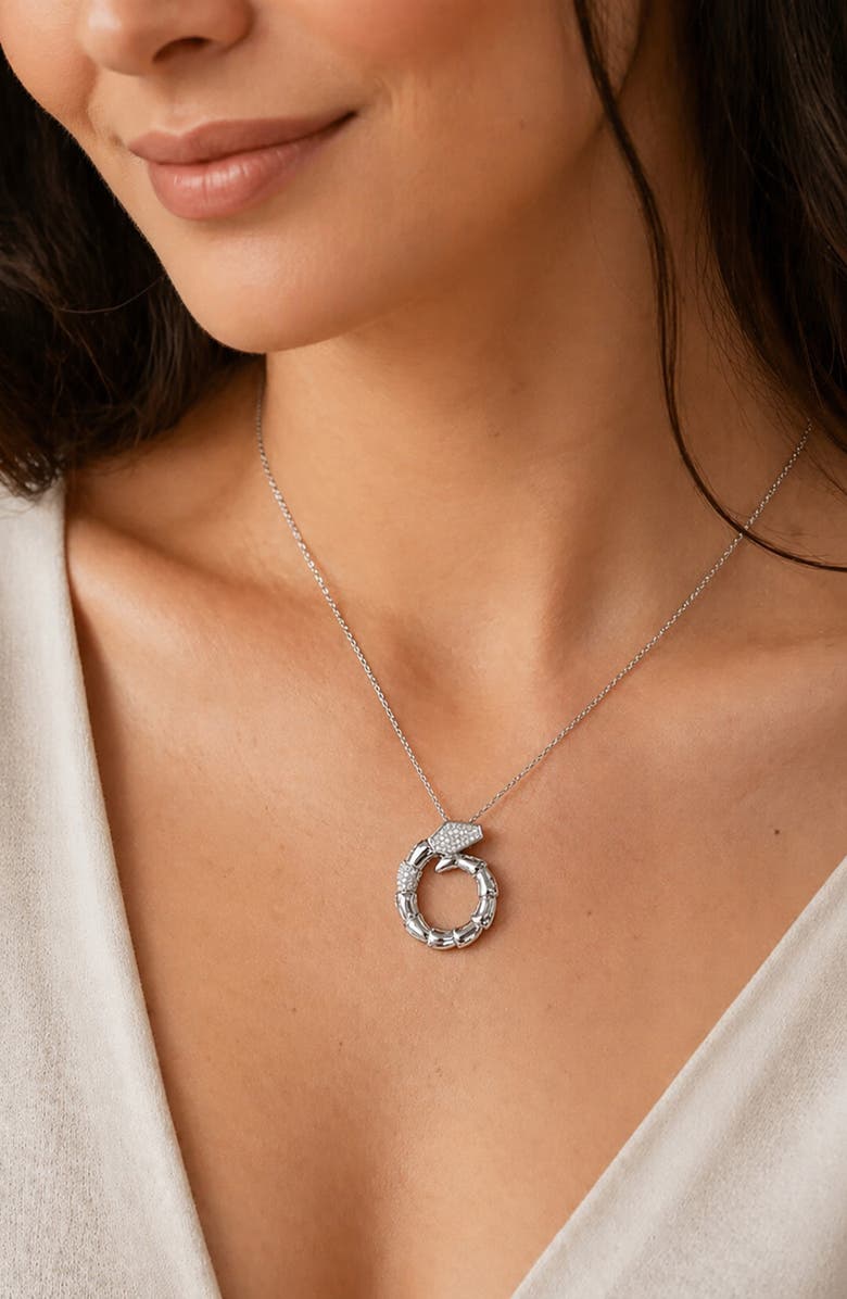 BEST SILVER Moissanite Snake Pendant Necklace, Alternate, color,