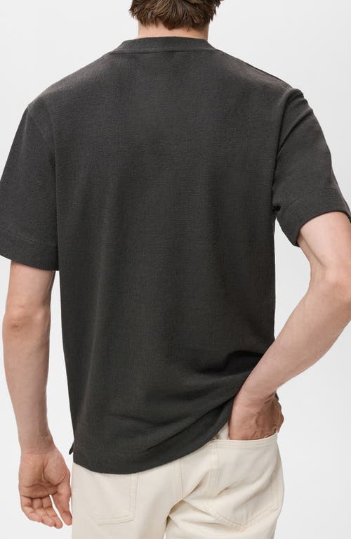 Mango Textured Cotton Blend T-shirt In Gray