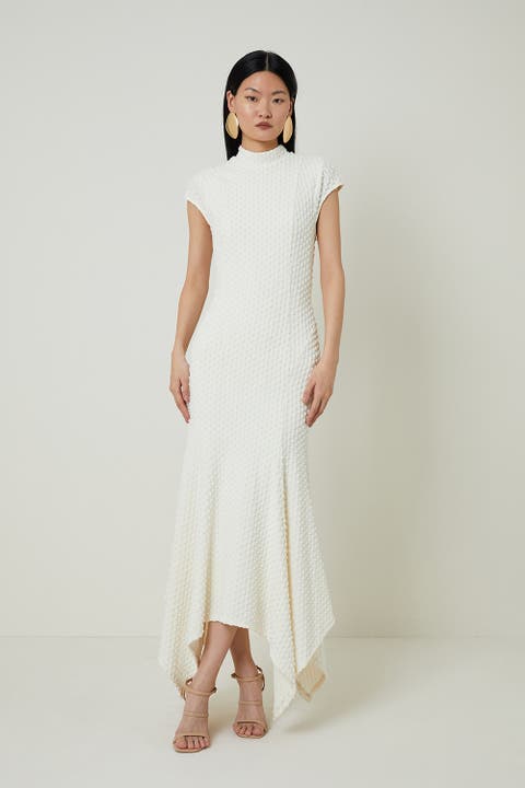 Textured Jersey Dramatic Hem Maxi Dress