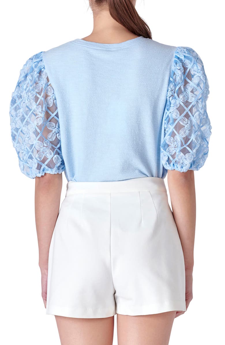 English Factory Mixed Media Blouse, Alternate, color, Powder Blue