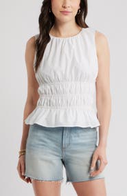 Caslon® Cotton Poplin Peplum Top