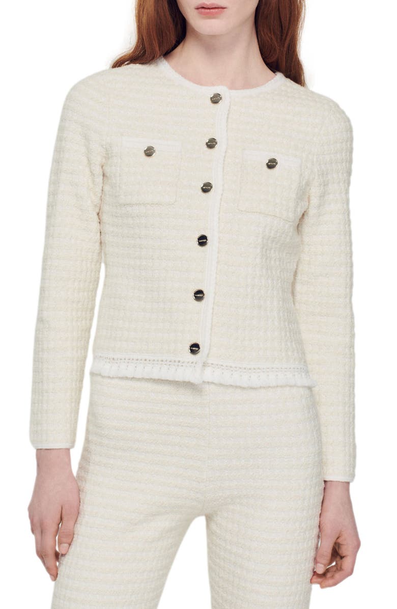 SANDRO Emilie Tweed Jacket, Main, color, 