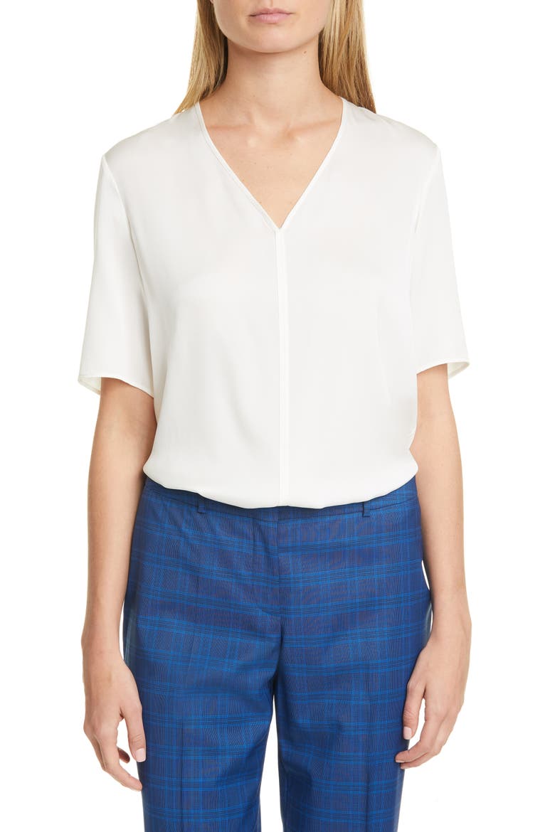Ivala 2 Stretch Silk Top, Main, color, VANILLA LIGHT