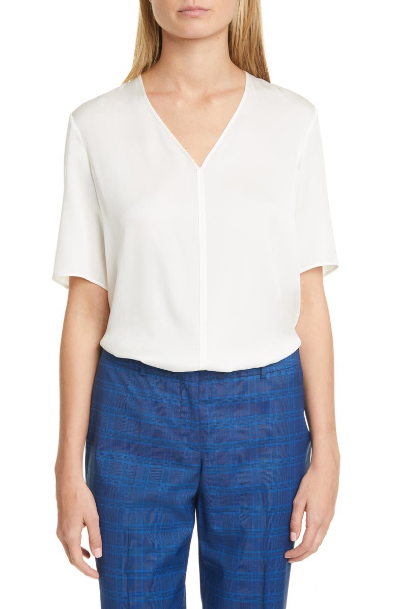 BOSS Ivala 2 Stretch Silk Top, Main, color, 