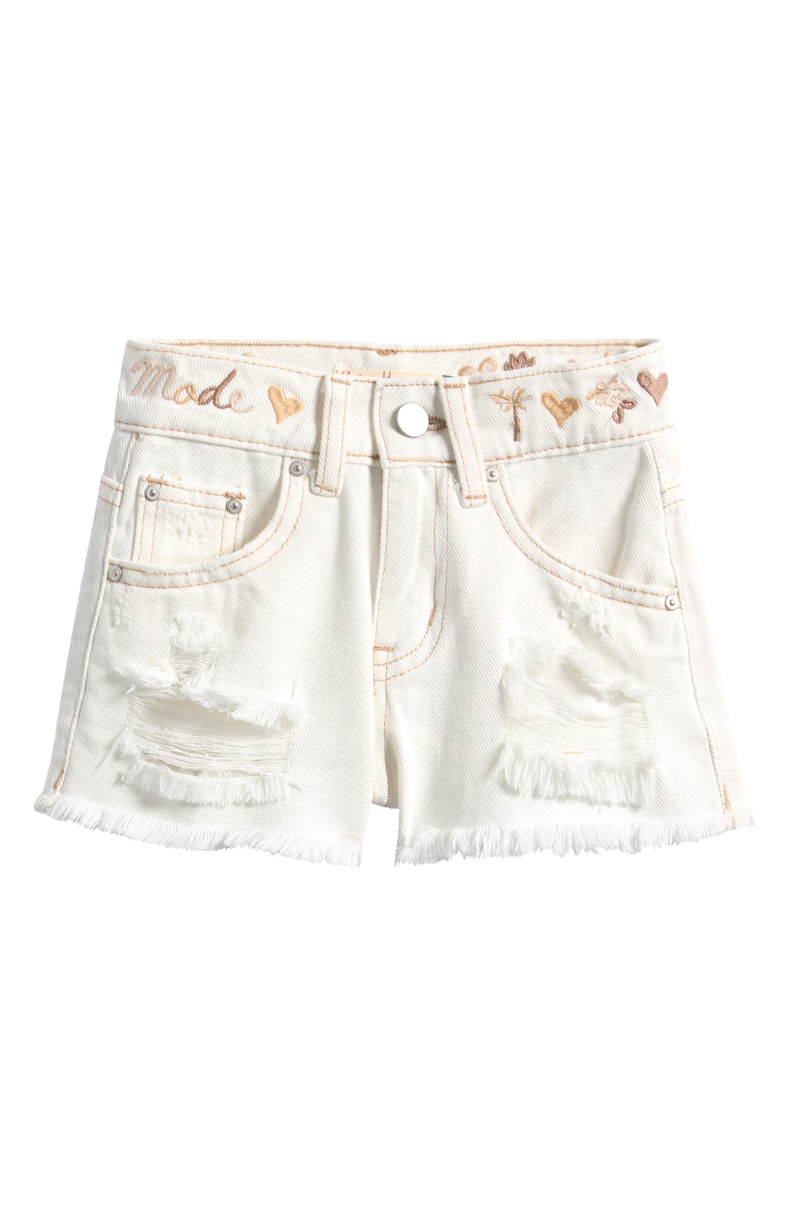 Vintage Havana Kids' Embroidered Distressed Denim Shorts