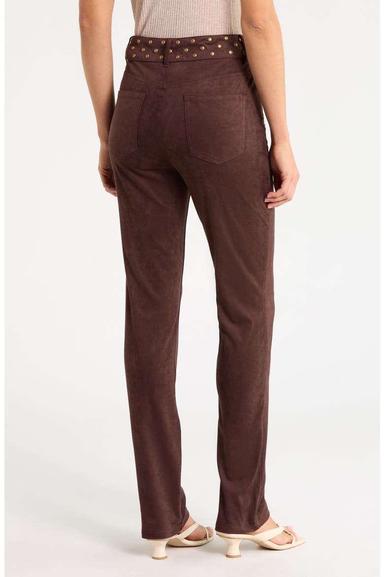 Studded Rivet High Waist Faux Suede Skinny Pants, Main, color, COFFEE BEAN