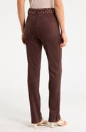 KITTENISH Studded Rivet High Waist Faux Suede Skinny Pants