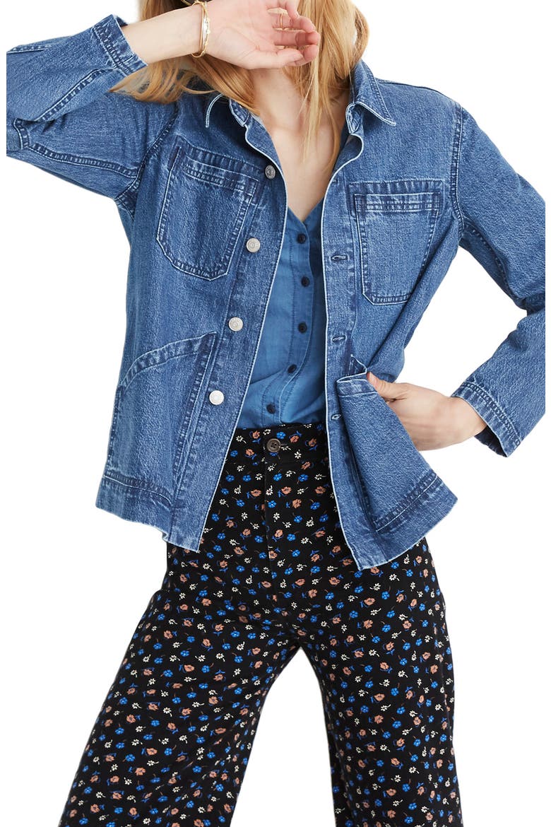 Denim Patch Pocket Chore Coat, Main, color, WILLOWDALE WASH