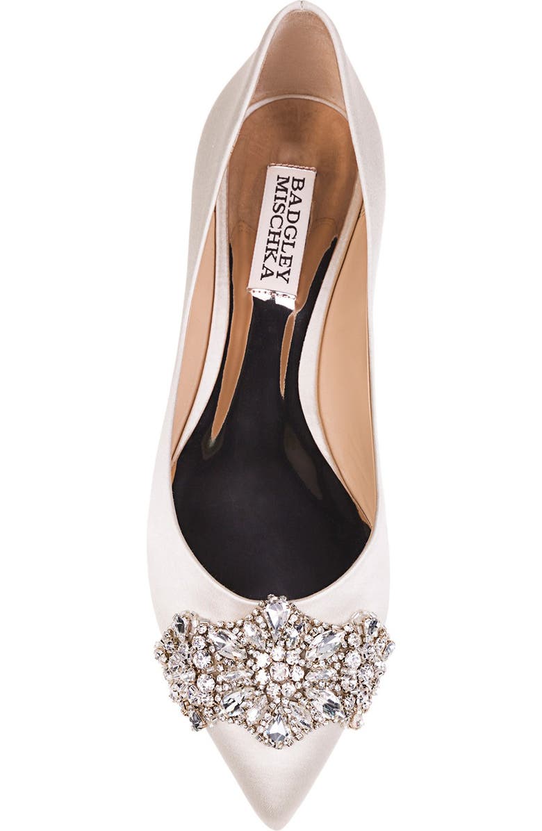 Badgley Mischka Collection Eavan Embellished Satin Flat, Alternate, color,