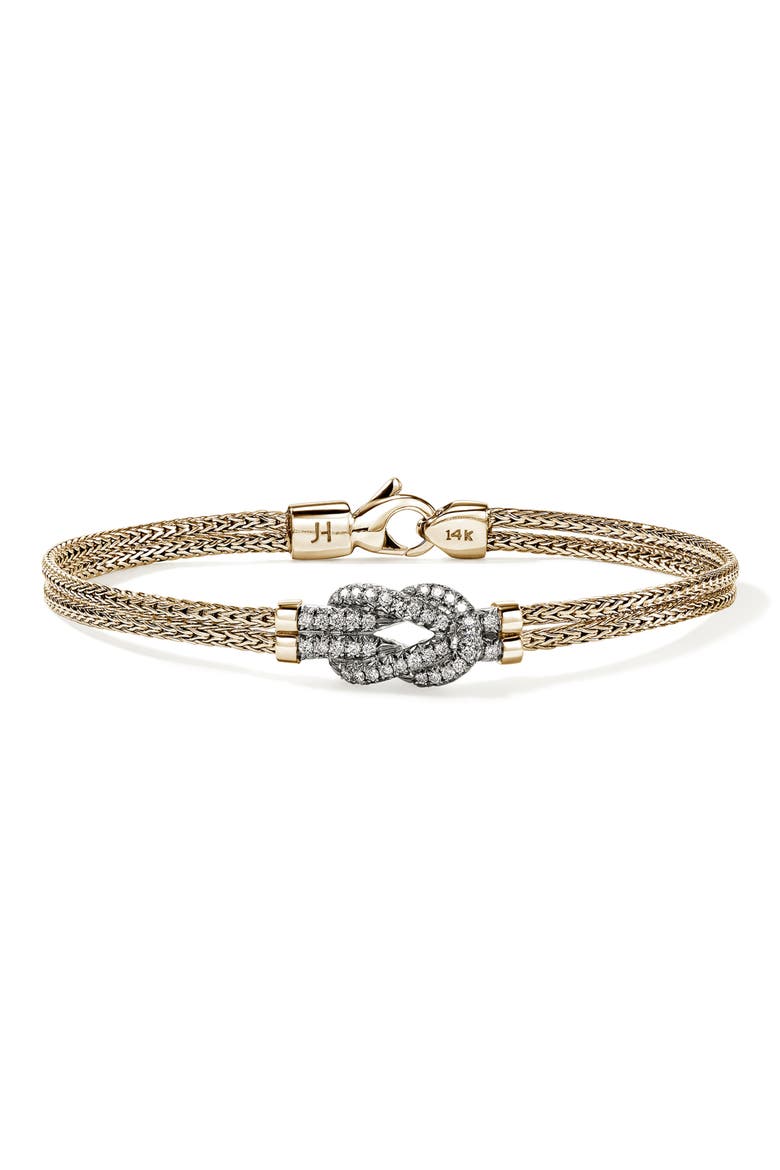 Love Knot Bracelet, Diamonds, Main, color, 14K YELLOW GOLD