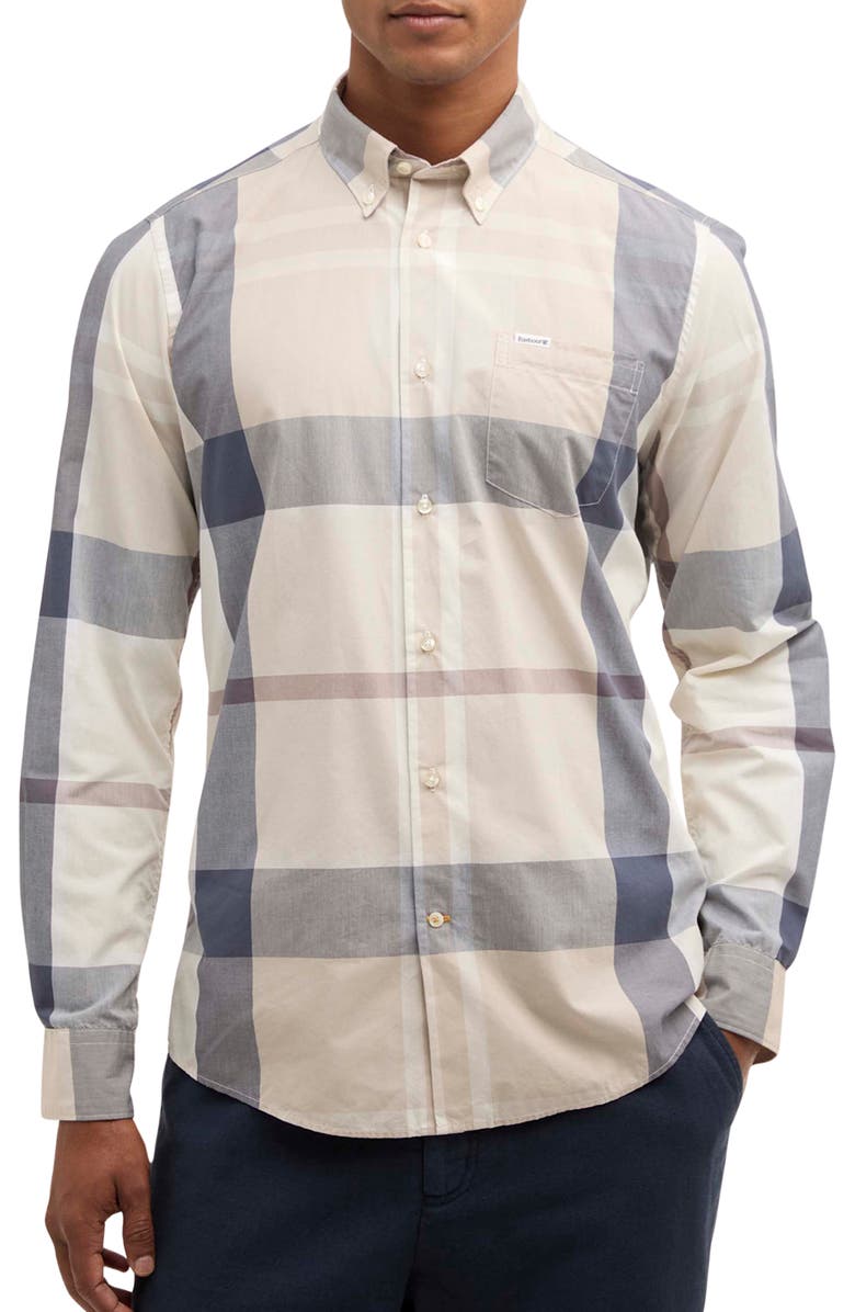 Barbour Harris Classic Fit Plaid Cotton Button-Down Shirt, Main, color, Oban Mist Tartan