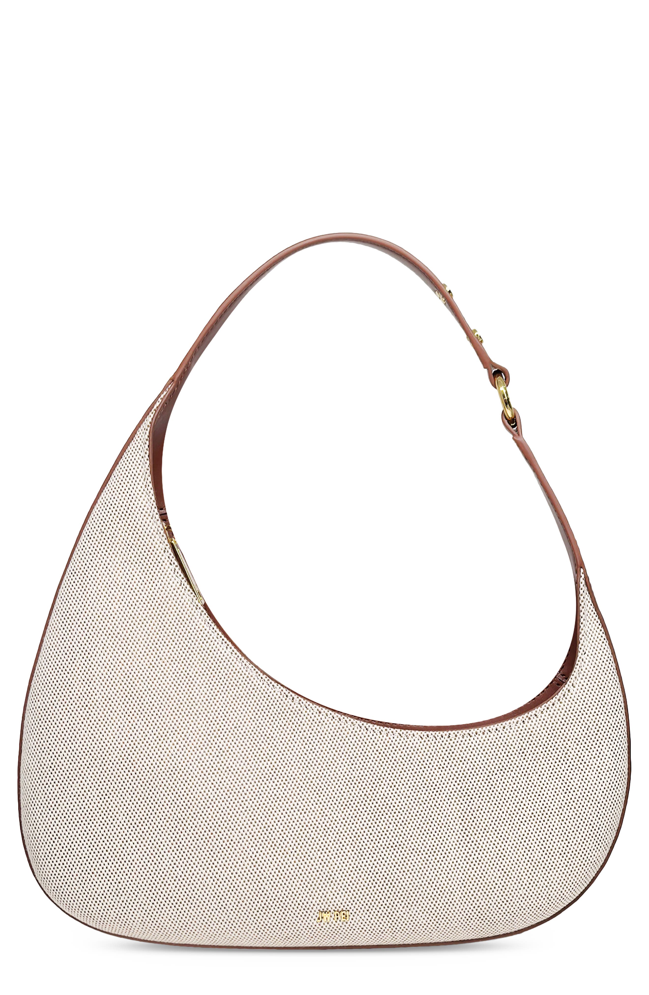 JW PEI Harlee Woven Canvas Shoulder Bag, Main, color, Brown Canvas